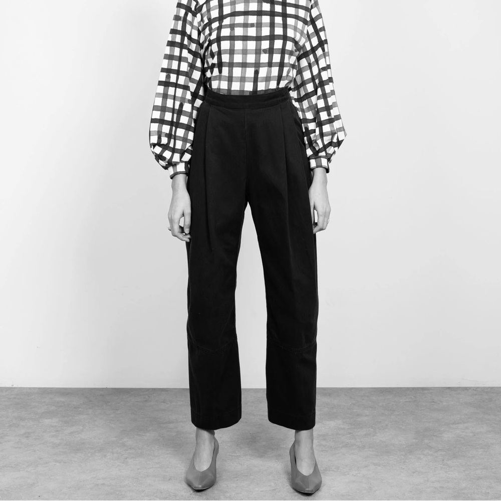 Rachel Comey Sz 4 Lenny Black Herringbone Chino Pants Pleated High Waist NWT